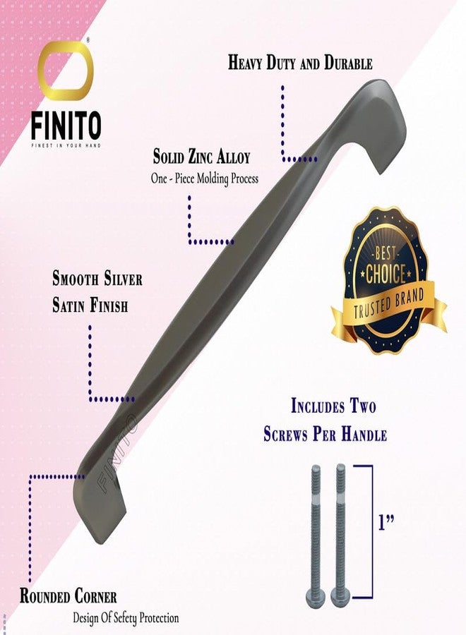 FINITO مجموعة FINITO من 6 قطع، مقابض فضية ساتان مقاس 4 بوصات للخزائن والأدراج والأبواب، مقابض لخزائن المطبخ - FH1294S6 - (اكتشف المجموعة) - Image 2
